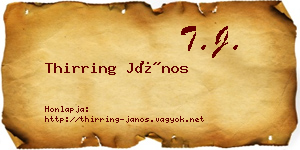 Thirring János névjegykártya